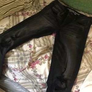 Dark wash distressed jeans